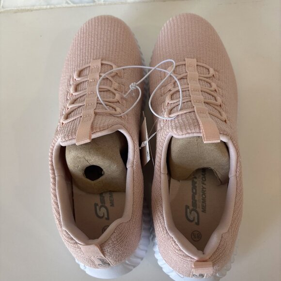 8.5 Charlize Pink Textile Padded Sole Slip On Lace Decor Pull Low Top Sneaker - Picture 13 of 15